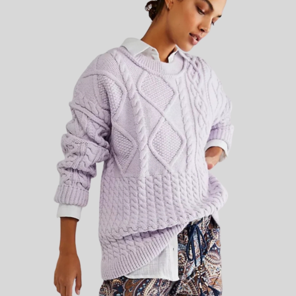 Free People Leslie Cable Tunic Sweater | Size XL